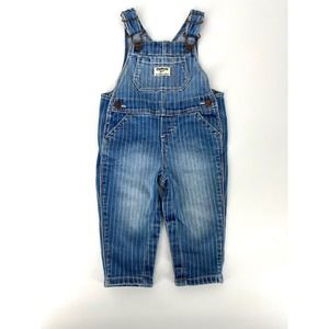 OshKosh B'gosh baby girl overalls multicolor vertical stripes Vestbak snap 9M